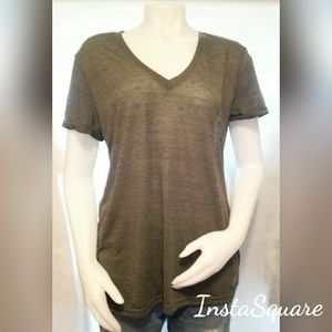 Adidas Semi-Sheer Green V-Neck T-Shirt